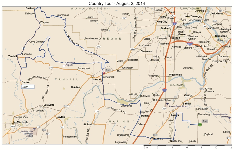 Country Tour Map - August 2, 2014